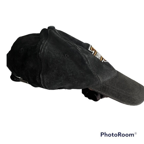 HARLEY Davidson Suede Baseball Hat Cap Embroidered Badge Logo Black Adjustable - Picture 4 of 7